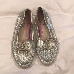 Silver woven Sperry Top-Sider Shoes 7.5